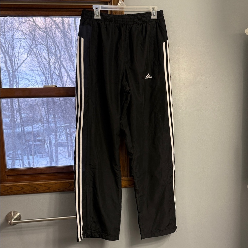 Adidas Black Joggers with White Stripes